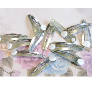 Заколка-основа "клик-клак" 4.5 см, цв. серебро - 1 шт