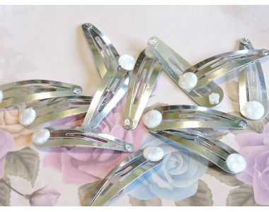 Заколка-основа "клик-клак" 4.5 см, цв. серебро - 1 шт