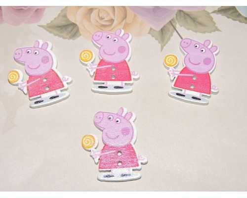 Фигурка из фанеры 32*23 мм "свинка Пеппа с леденцом" - 1шт