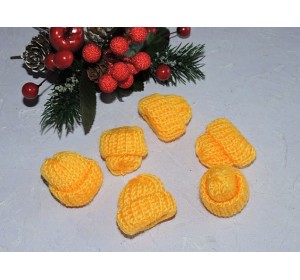 Шапочка вязаная 3,5*3,5 см, цв. оранжевый - 1 шт.