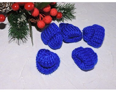 Шапочка вязаная 3,5*3,5 см, цв. синий - 1 шт.