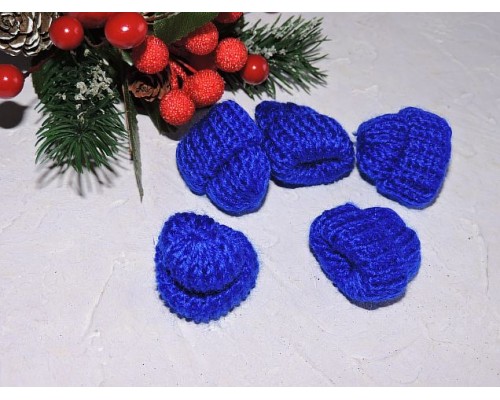 Шапочка вязаная 3,5*3,5 см, цв. синий - 1 шт.
