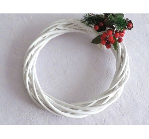 Венок из лозы 25 см, цв. белый - 1 шт.