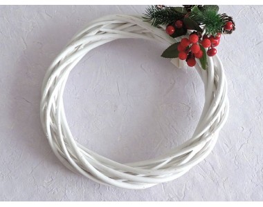 Венок из лозы 25 см, цв. белый - 1 шт.