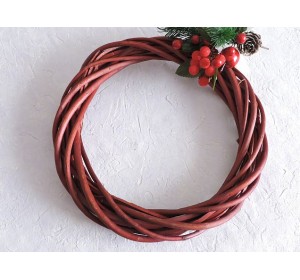 Венок из лозы 25 см, цв. бордовый - 1 шт.