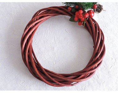 Венок из лозы 25 см, цв. бордовый - 1 шт.