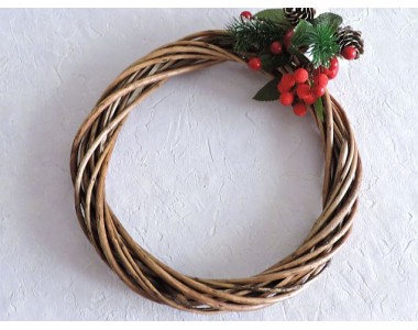 Венок из лозы 25 см, цв. коричневый - 1 шт.