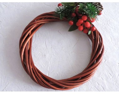 Венок из лозы 20 см, цв. коричневый - 1 ш