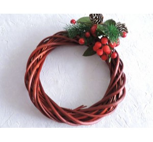 Венок из лозы 20 см, цв. бордовый - 1 ш