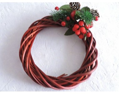 Венок из лозы 20 см, цв. бордовый - 1 ш