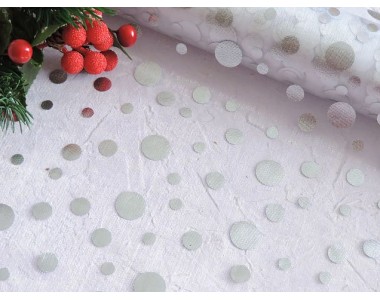 Органза 48*50см "Кружочки", цв. серебряный/белый - 1 отрез.