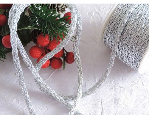 Шнур декоративный 6 мм, цв. серебро - 1м.