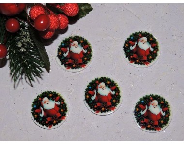 Кабошон-вырубка 3.2*3.2 см "Дед Мороз" - 1 шт