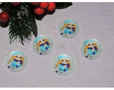 Кабошон-фишка 25 мм "Снегурочка" - 1 шт.