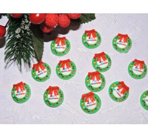 Кабошон 20 мм "Новогодний венок" - 1 шт.