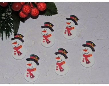 Фигурка из фанеры 19*36 мм "Снеговик" - 1 шт.