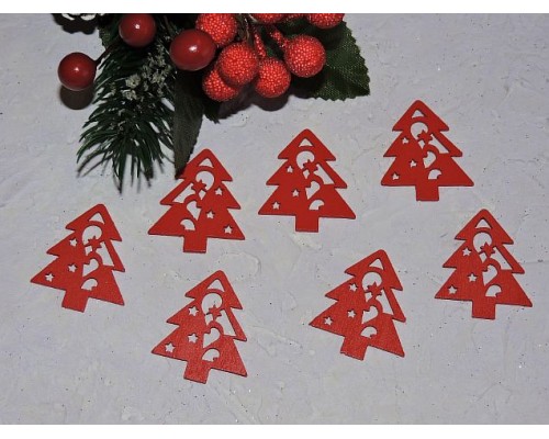 Фигурка из фанеры 30*34 мм "Елочка красная" - 1 шт.