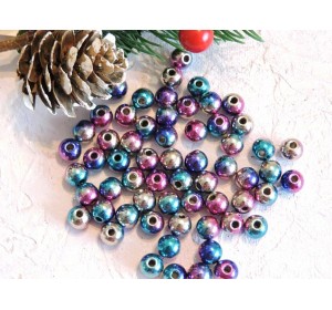 Бусины "Металлик" 8 мм, цв. мультиколор - 10 шт.