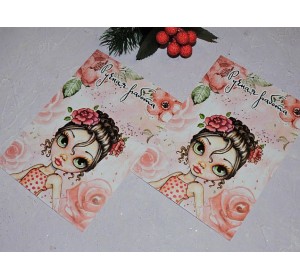 Карточка (подложка-открытка) 10*14 см "Ручная работа - девочка" - 1 шт. 