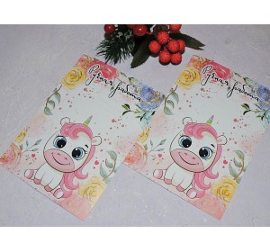 Карточка (подложка-открытка) 10*14 см "Ручная работа - единорог " - 1 шт. 