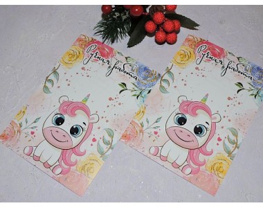 Карточка (подложка-открытка) 10*14 см "Ручная работа - единорог " - 1 шт. 