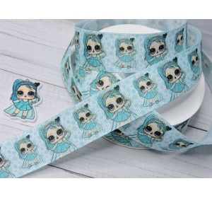 Лента репсовая 25 мм с рисунком "Лол" - 1м.