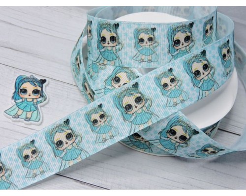 Лента репсовая 25 мм с рисунком "Лол" - 1м.