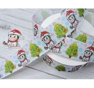 Лента репсовая 25 мм с рисунком "Единорог" - 1м.