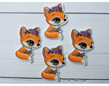 Кабошон-вырубка "Лисичка с цветами " 2,7*3,5 см - 1 шт.