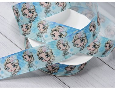 Репсовая лента 25 мм с рисунком "Эльза" - 1 м.