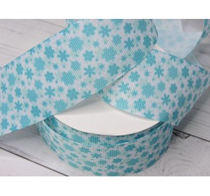 Репсовая лента 40 мм с рисунком "Снежинки" - 1 м.