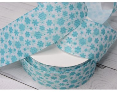 Репсовая лента 40 мм с рисунком "Снежинки" - 1 м.