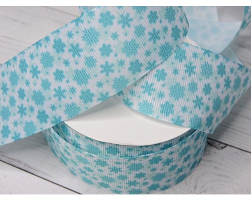 Репсовая лента 40 мм с рисунком "Снежинки" - 1 м.