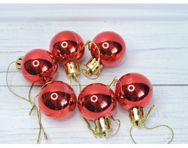 Шар новогодний 3 см, цв. красный - 1 шт.