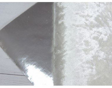 Кожзам двухсторонний с бархатом, цв. белый/серебро2 - 1 лист