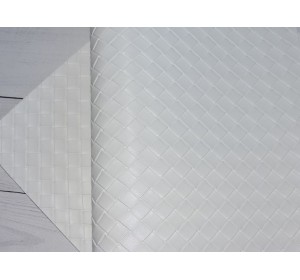 Кожзам текстурный "Плетенка", цв. белый - 1 лист.