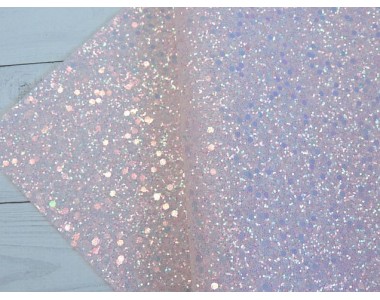 Кожзам с блестками, цв. светло-розовый - 1 лист