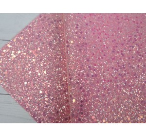 Кожзам с блестками, цв. розовый - 1 лист.