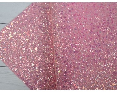 Кожзам с блестками, цв. розовый - 1 лист.