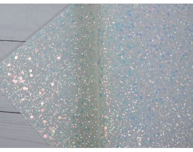 Кожзам с блестками, цв. белый - 1 лист.