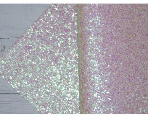 Кожзам с крупными блестками, цв. белый хамелеон - 1 лист.