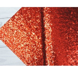 Кожзам с крупными блестками, цв. красный - 1 лист.