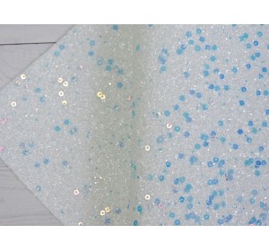 Кожзам "Блестки и пайетки", цв. белый - 1 лист.