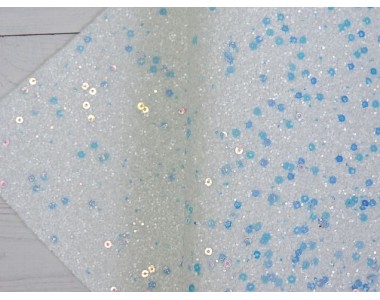 Кожзам "Блестки и пайетки", цв. белый - 1 лист.