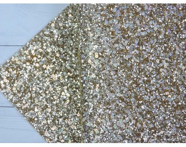 Кожзам "Блестки и пайетки", цв. золото - 1 лист.