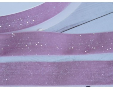 Лента бархатная с люрексом 25 мм, цв. розовый - 1 м.