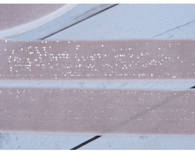 Лента бархатная с люрексом 25 мм, цв. дымчато-розовый - 1 м.