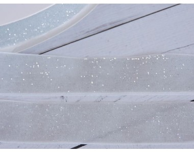 Лента бархатная с люрексом 25 мм, цв. белый - 1 м.