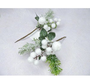 Веточка декоративная 17 см, цв. белый - 1 шт.