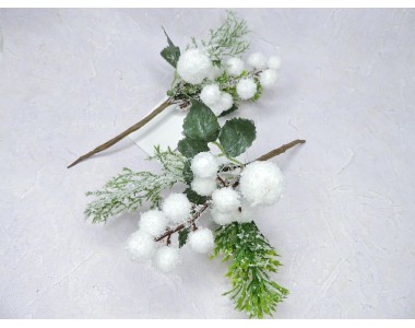 Веточка декоративная 17 см, цв. белый - 1 шт.